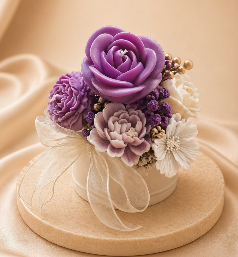 Purple Velvet Amethyst Flower Candle/Wax Melt Bouquet - Small
