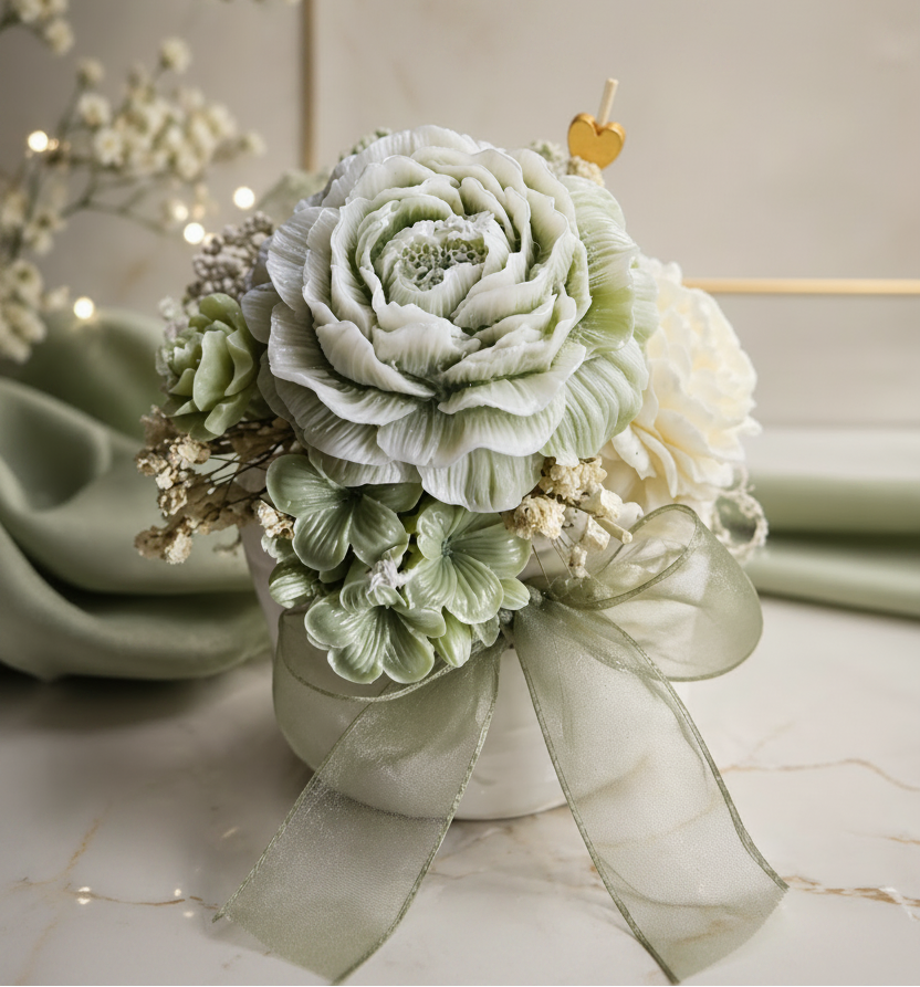 Sage Serenity Flower Candle/Wax Melt Bouquet