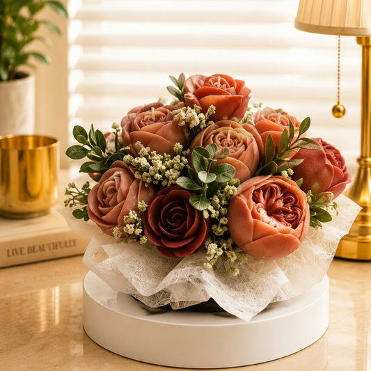 Beige Beauty Flower Candle/Wax Melt Bouquet