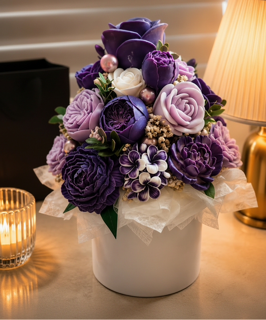 Purple Velvet Amethyst Flower Candle/Wax Melt Bouquet - Large