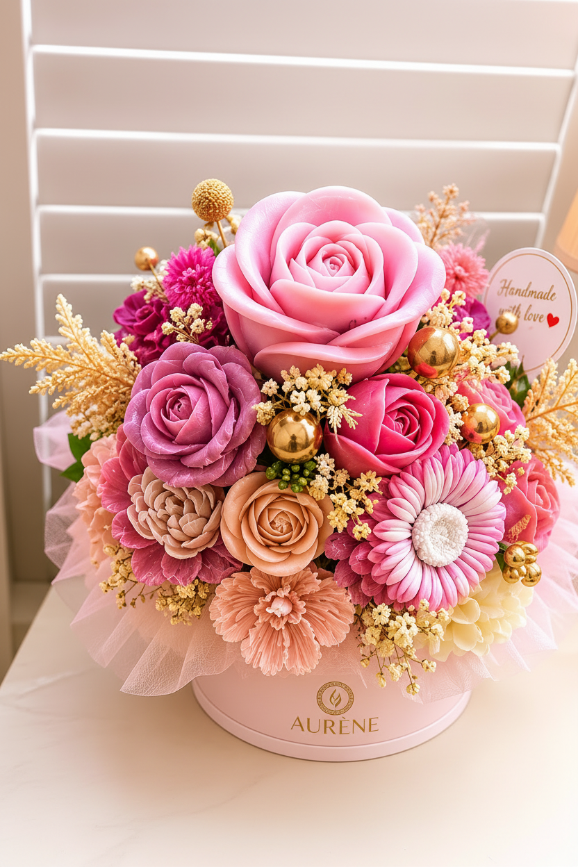 The Pink Princess Flower Candle/Wax Melt Bouquet