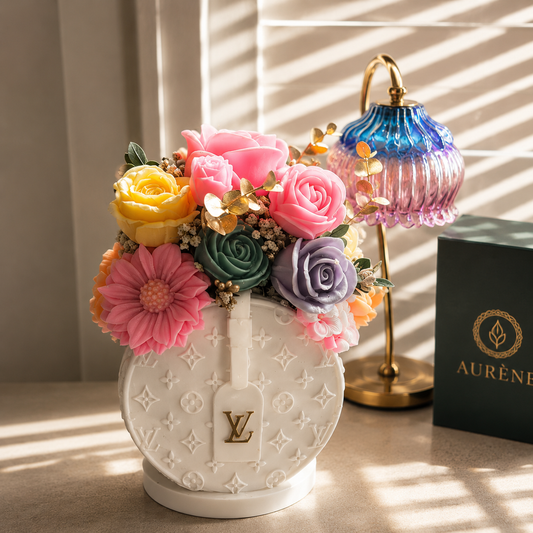 LV inspired Flower Candle/Wax Melt Bouquet