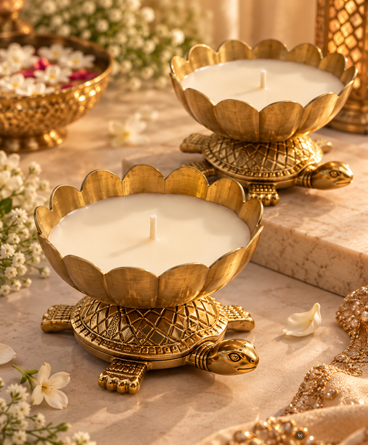 Golden Tortoise Urli Candle (2 pieces)