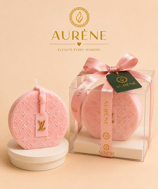 LV Inspired Designer Round Bag Candle