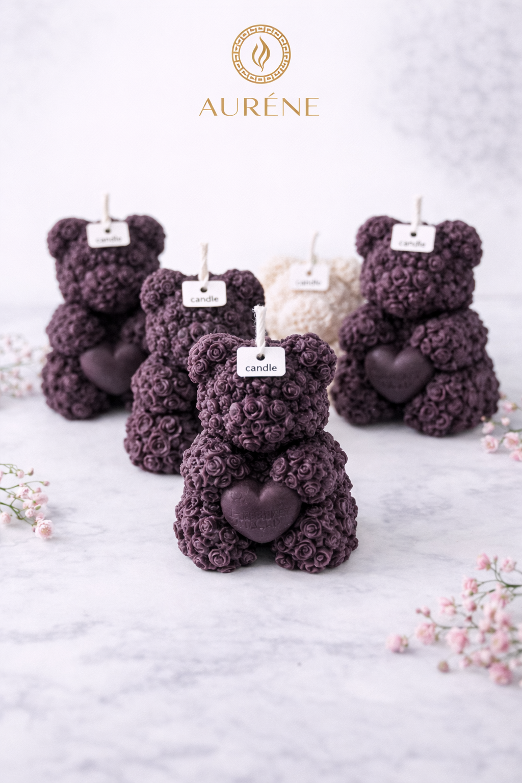 Rose Teddy Candle Party Favours - Small