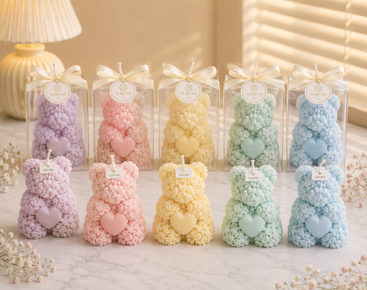 Rose Teddy Candle Party Favours - Small